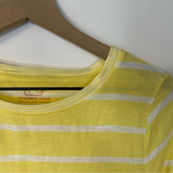 Vineyard Vines Yellow and White Stripe 3/4 Length Sleeve T-Shirt, Size Small - Picture 3 of 7